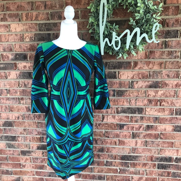 j. taylor Dresses & Skirts - { J. TAYLOR } Green & Blue Patterned Dress